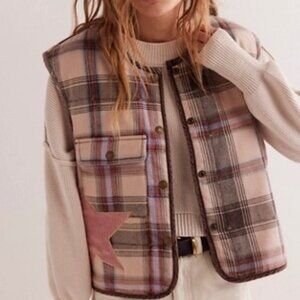 NWT We The Free Starry Plaid Vest